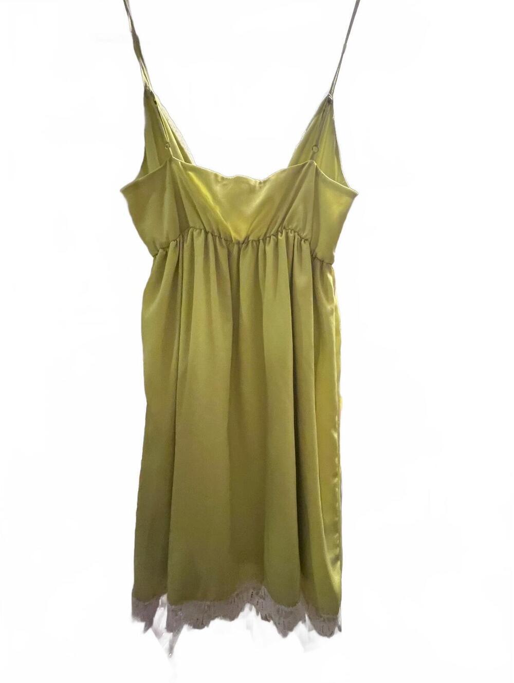 COPE Neon Green Dress with White Lace Trim, Size Medium - Picture 3 of 5